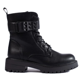 Baggies à lacets pour femme en cuir écologique noir