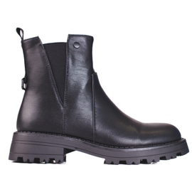 Bottines Chelsea noires pour femmes en cuir écologique le noir Bottines Chelsea noires pour femmes en cuir écologique le noir