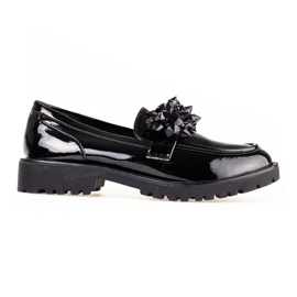 Mocassins Shelovet pour femmes laqués de cristaux noirs le noir Mocassins Shelovet pour femmes laqués de cristaux noirs le noir