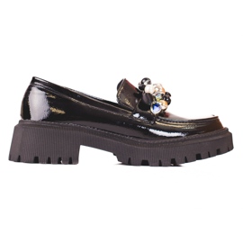 Mocassins laqués pour femmes avec décoration Shelovet noir