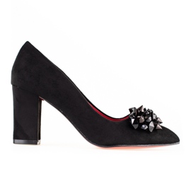 SHELOVET Escarpins femme en daim avec ornements le noir