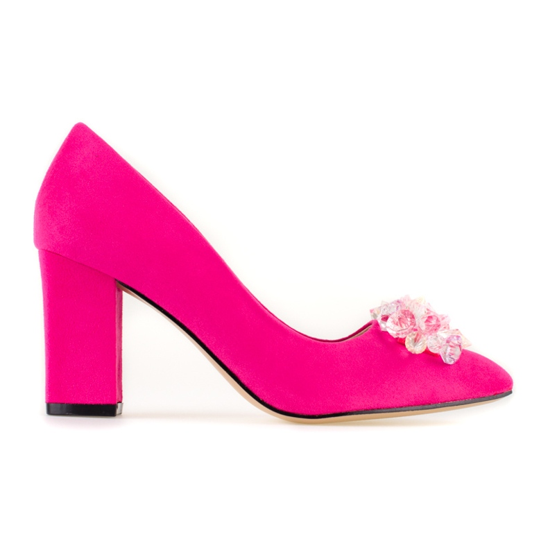 SHELOVET Escarpins femme en daim avec ornements rose