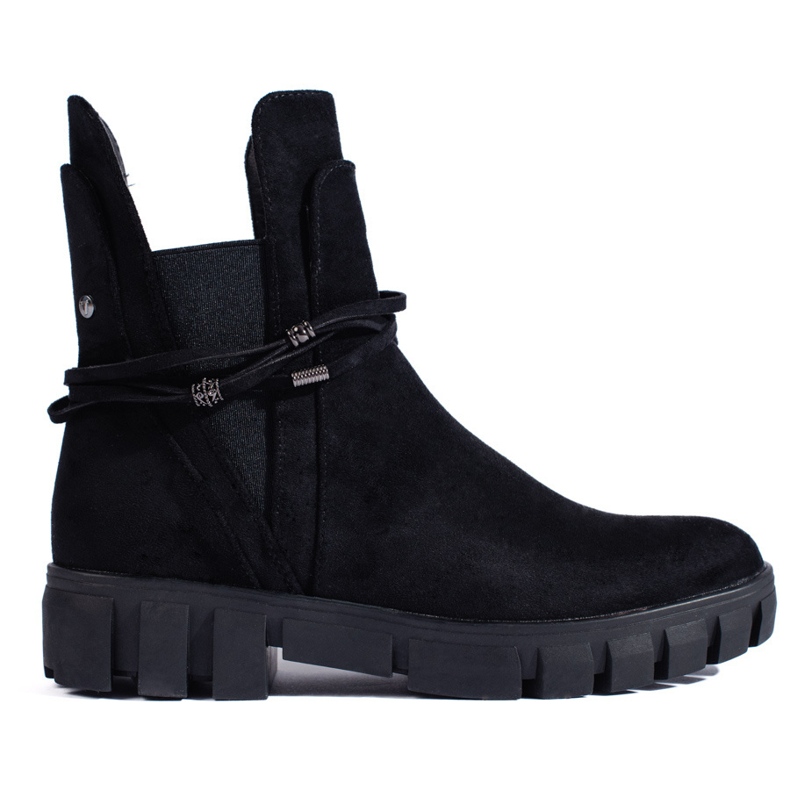 Bottines Chelsea noires pour femmes sur la plateforme Vinceza en daim écologique le noir