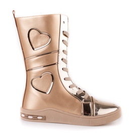 Bottines filles à tige haute Shelovet dorées d'or Bottines filles à tige haute Shelovet dorées d'or