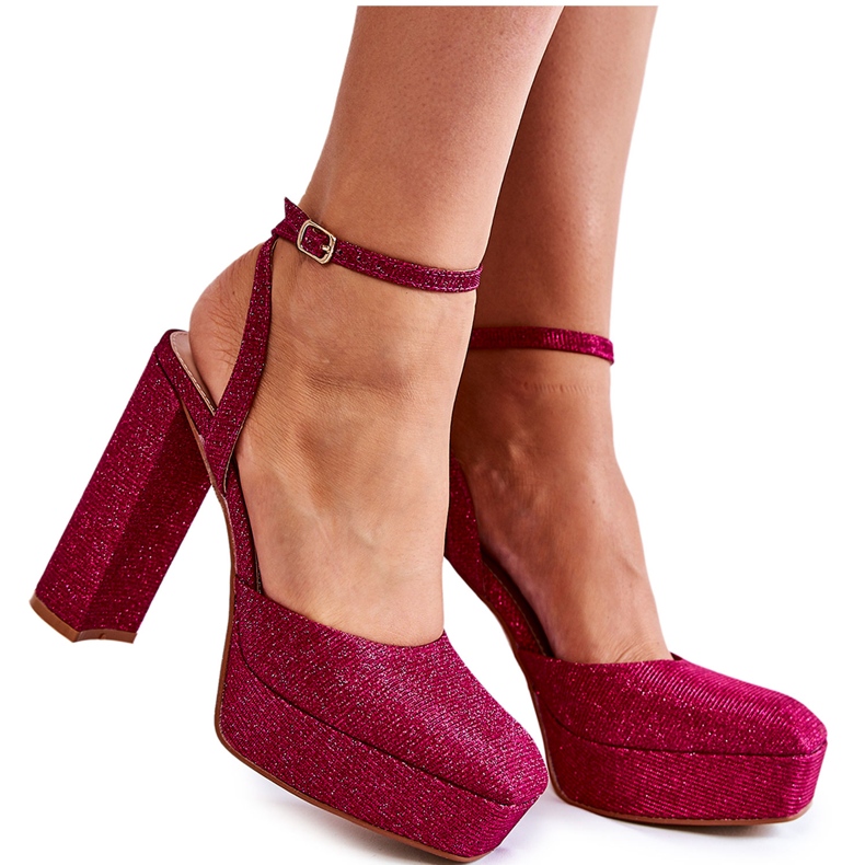 Sandales pour femmes Glitter sur un talon Rose foncé Rosel