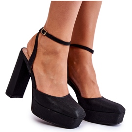 Sandales Femme Paillettes Sur Talon Noir Rosel