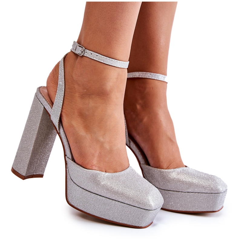 Sandales pour Femme Paillettes sur un Talon Argent Rosel