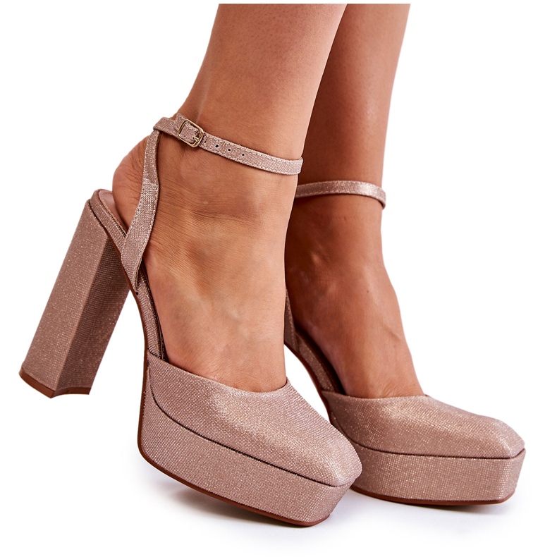 Sandales à Talons Paillettes pour Femme Doré Rosel d'or