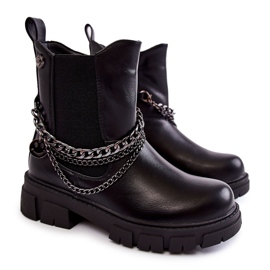 Vinceza Bottes en cuir isolées pour enfants Noir Lise