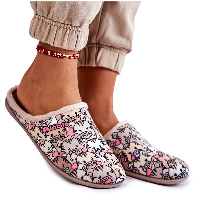 Chaussons Maison Chez Les Chats Inblu GF-12-011 Beige brun multicolore