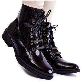 S.Barski Bottes chaudes noires laquées classiques pour femmes Grimma