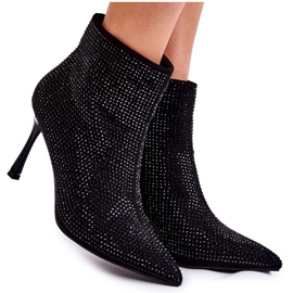 PS1 Bottes Femme Sur Un Talon Haut Avec Strass Noir Irma