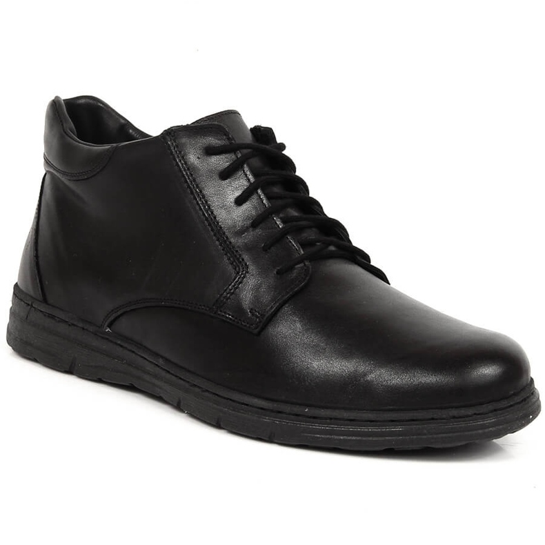 Chaussures en cuir confortables pour hommes noires Łukbut 1816 le noir