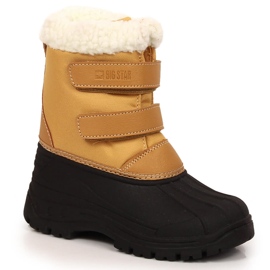 Bottes de neige pour enfants avec velcro isolé camel Big Star KK374237 le noir jaune