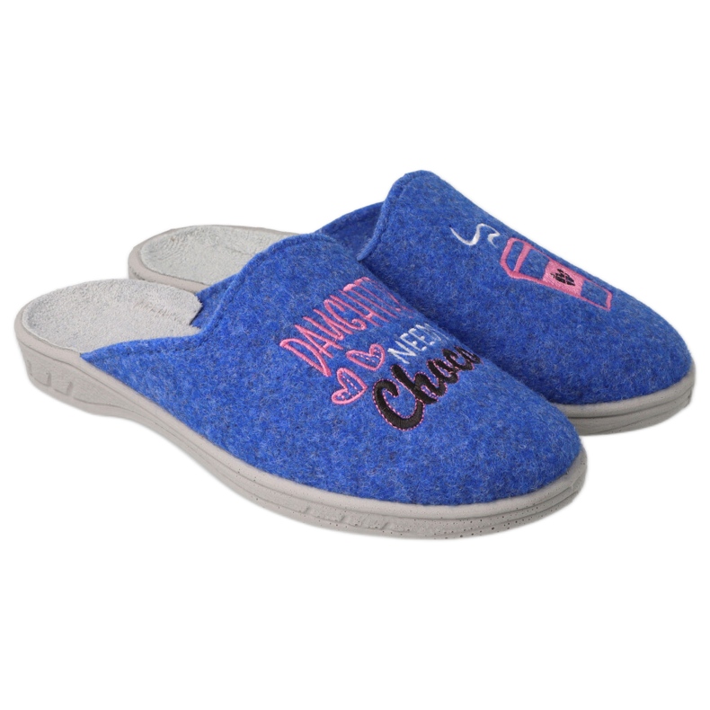 Chaussons enfants Befado 707Y429 bleu avec broderie Chaussons enfants Befado 707Y429 bleu avec broderie