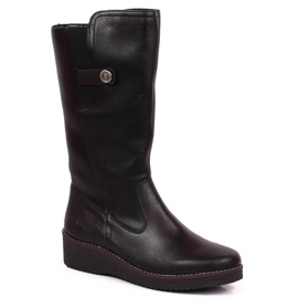 Bottes en cuir confortables isolées avec de la laine de mouton Rieker Y4655-00 le noir