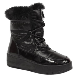 Bottes de neige plateforme femme avec fourrure noir NEWS le noir