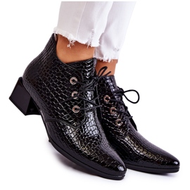 Vinceza Bottines pour femme à motif crocodile Noir Farrah