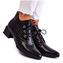 Vinceza Bottines pour femme à motif crocodile Noir Farrah