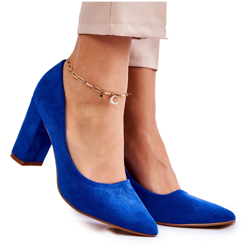PS1 Escarpins en daim classiques sur un talon bleu Kendra