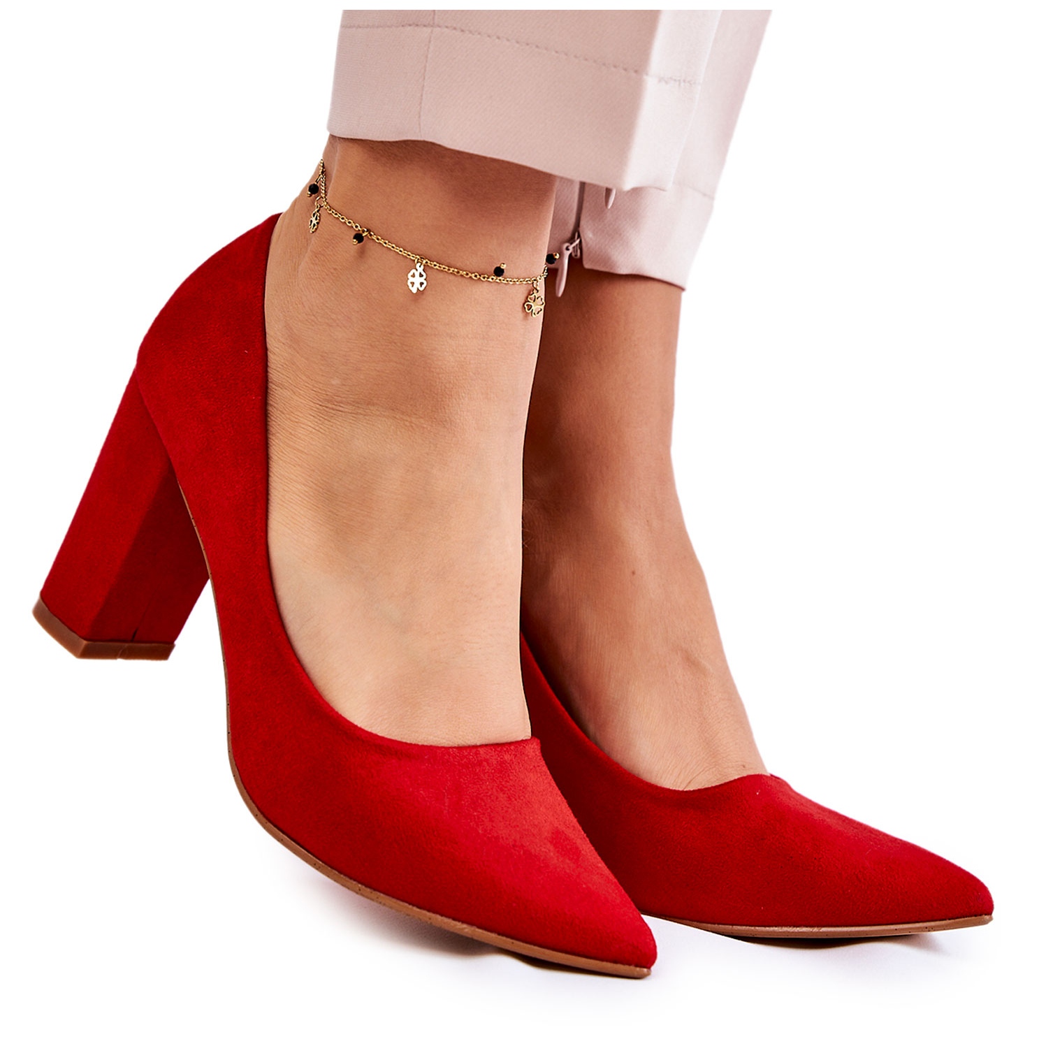 PS1 Escarpins en daim classiques sur une barre Kendra rouge KeeShoes