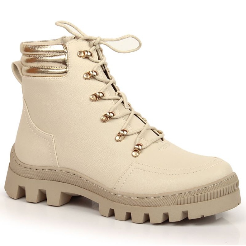 Bottes pour femmes sur la plate-forme Potocki isolé Wol103b Beige