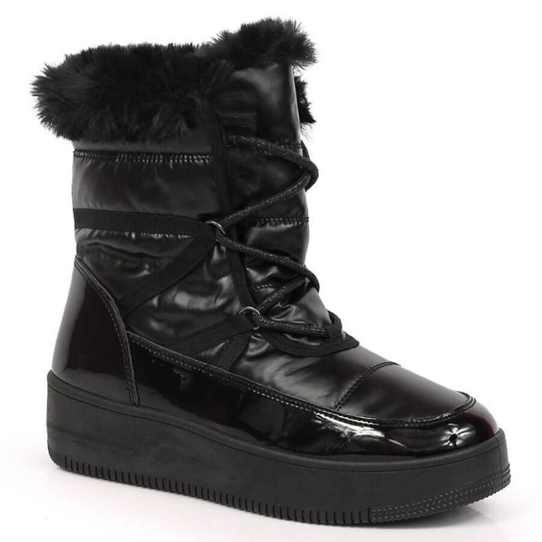 Bottes de neige plateforme avec fourrure NEWS W EVE379 le noir