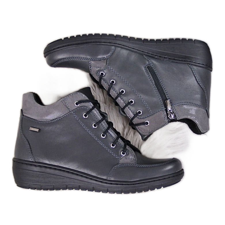 Bottes en cuir avec semelle compensée isolée Helios W H524A gris