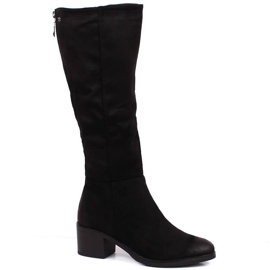 Bottines à talon en daim chaudes T.Sokolski W SCA179A le noir
