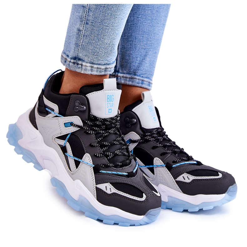 Chaussures de sport pour femmes sur une plate-forme massive Big Star KK274386 Noir-Gris le noir Chaussures de sport pour femmes sur une plate-forme massive Big Star KK274386 Noir-Gris le noir