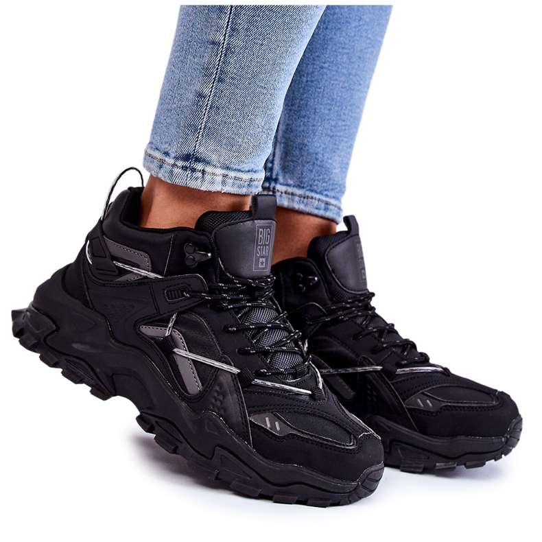 Chaussures de sport pour femmes sur fond massif Big Star KK274387 Noir le noir Chaussures de sport pour femmes sur fond massif Big Star KK274387 Noir le noir
