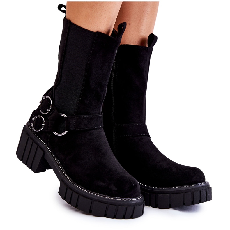 PE1 Bottes chaudes en suède pour femmes Workers Black Brinnon le noir