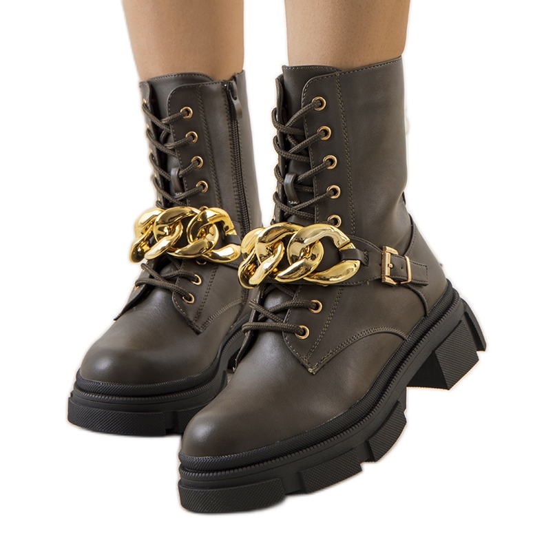 Bottes de randonnée vertes avec chaîne Iversen