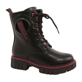Bottes pour femmes pour la Miss Evento 22DO23-5244 Black and Red Zip noir