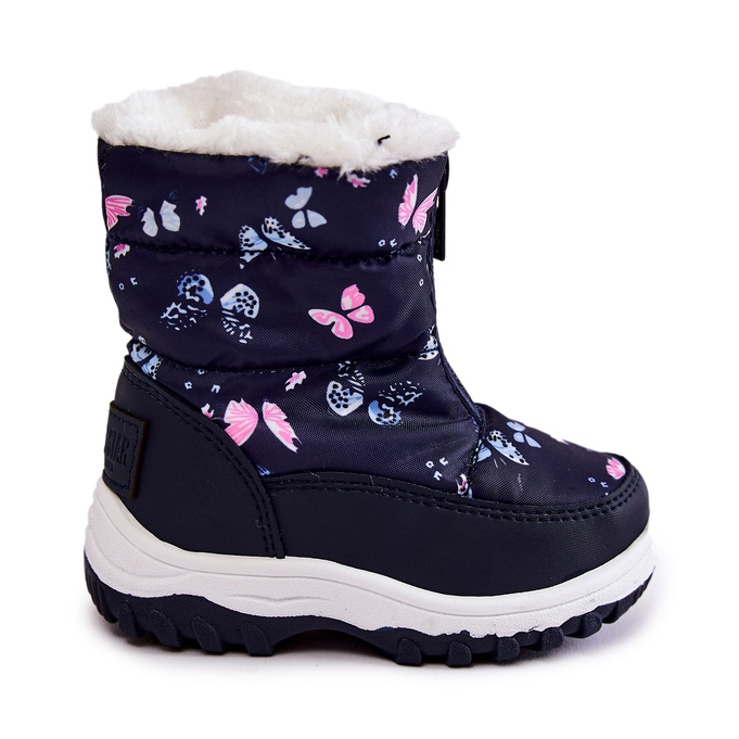 Bottes De Neige Pour Enfants Sur Fermeture Éclair Big Star KK374236 Bleu Marine