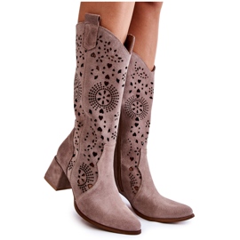 Bottes ajourées en daim Lewski Shoes 3171 Cappucino brun Bottes ajourées en daim Lewski Shoes 3171 Cappucino brun