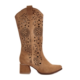 Bottes Daim Ajourées Lewski Shoes 3171 Beige brun Bottes Daim Ajourées Lewski Shoes 3171 Beige brun