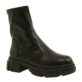 Bottes en cuir pour femmes sur l'épaisseur M. Daszyński MR2127-20 noir le noir