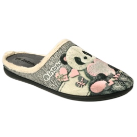 Chaussons femme Inblu 155D209 gris avec un ours en peluche