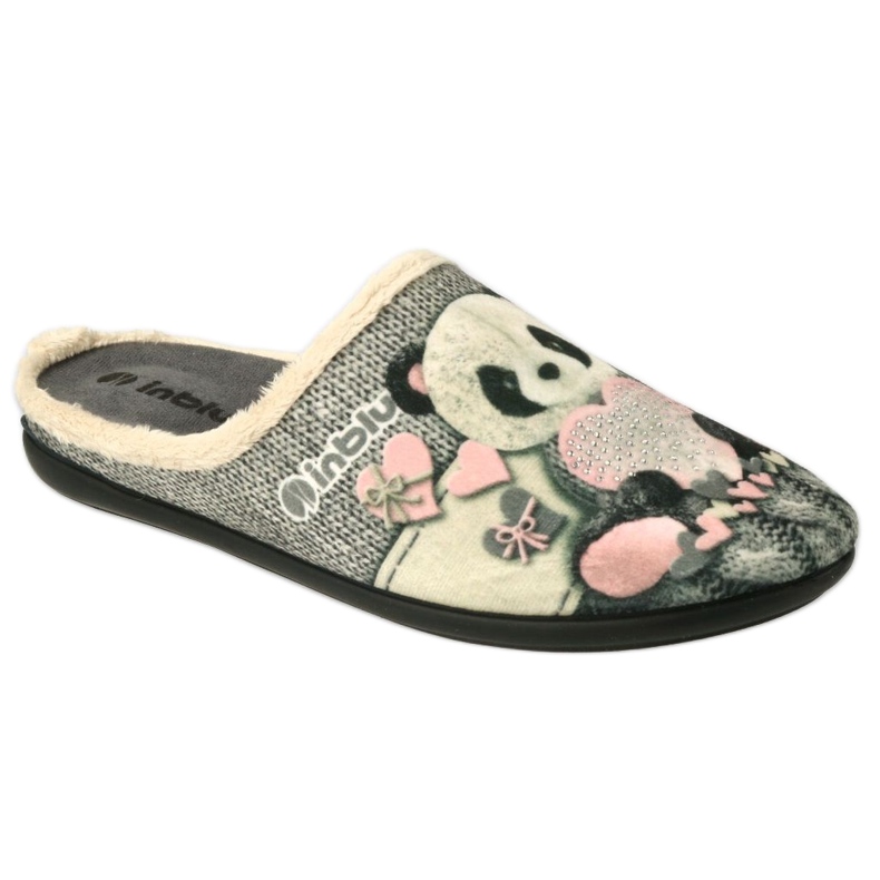 Chaussons femme Inblu 155D209 gris avec un ours en peluche Chaussons femme Inblu 155D209 gris avec un ours en peluche