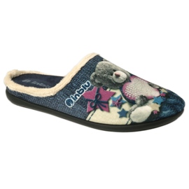 Inblu Women's Slippers 155d210 MISIA Application avec cœur bleu Inblu Women's Slippers 155d210 MISIA Application avec cœur bleu