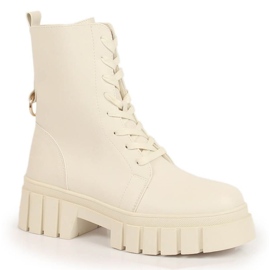 Bottes à lacets et une fermeture éclair isolée Sergio Leone W SK387B beige