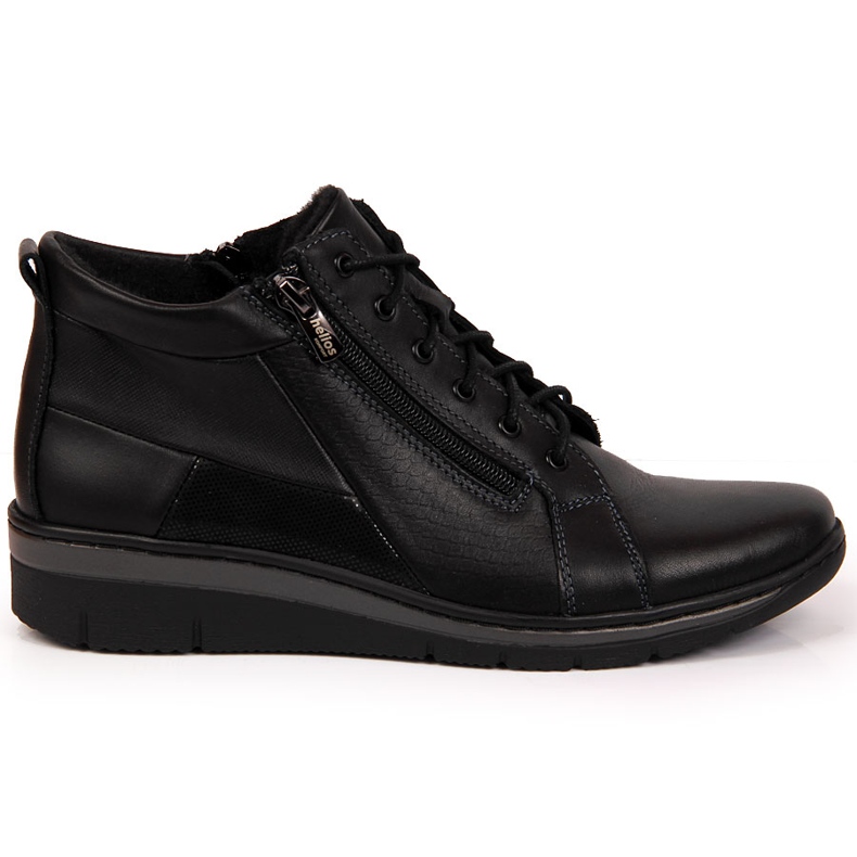 Bottes pour femmes en cuir sur un coin noir Helios 567 le noir