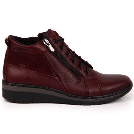 Bottes femme en cuir à talon compensé Helios 567 rouge