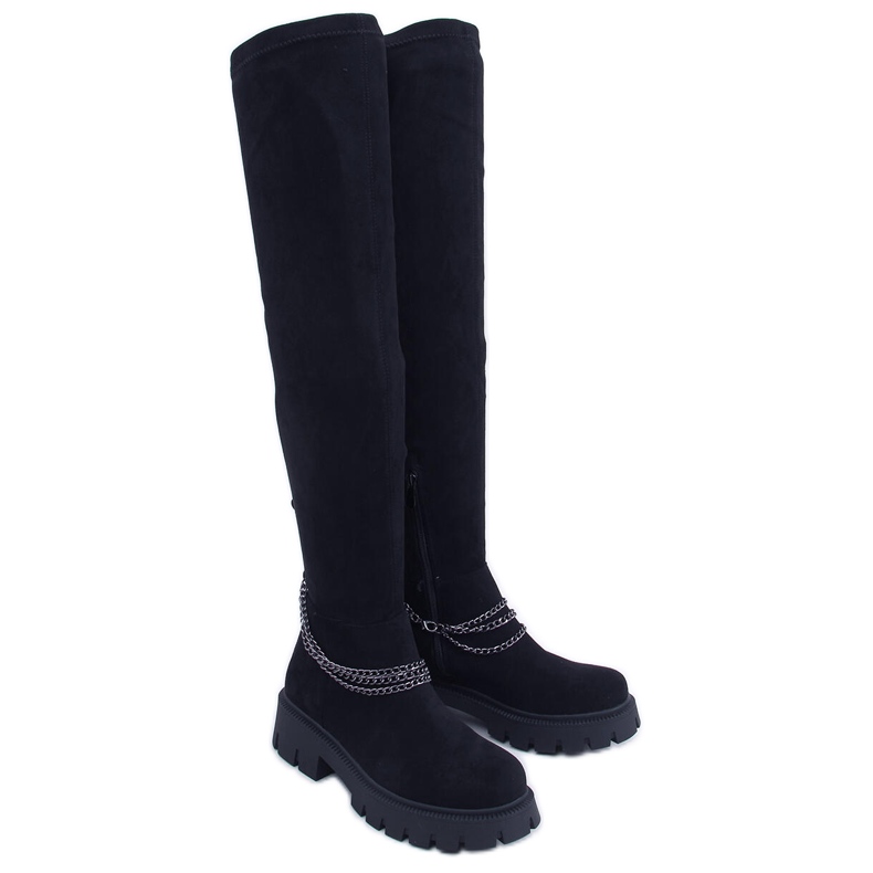 PA1 Bottes noires à fourrure pour femmes le noir