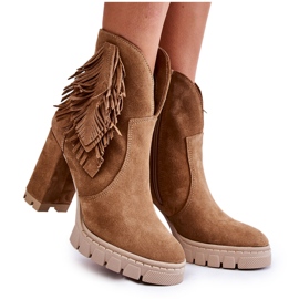 Bottes à plateforme en daim Lewski Shoes 3251 Beige brun