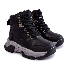 FR1 Bottes Trappeurs Enfant Chaudes Avec Fermeture Éclair Noir Marvin
