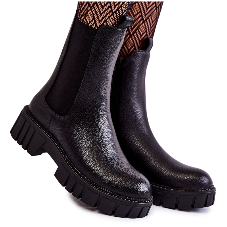 Sergio Leone Bottes pour femmes en cuir sur la plate-forme Bente noire le noir