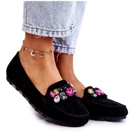 PS1 Mocassins en daim pour femmes avec ornements Janetta noirs le noir