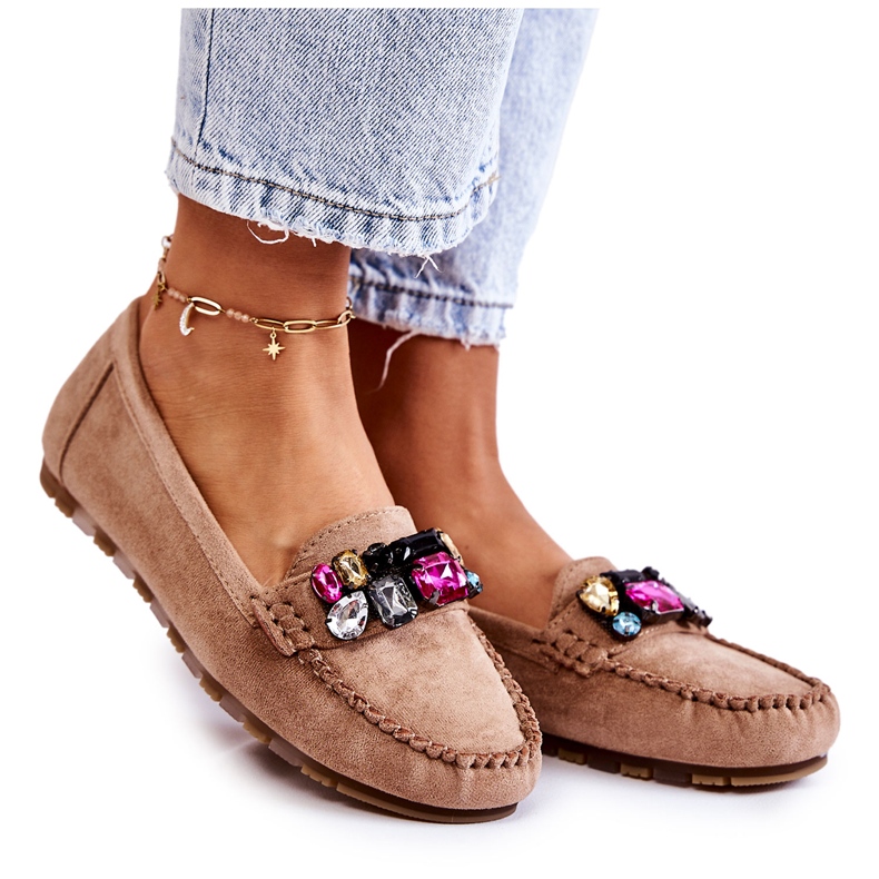PS1 Mocassins en daim pour femmes avec décorations Janetta Beige